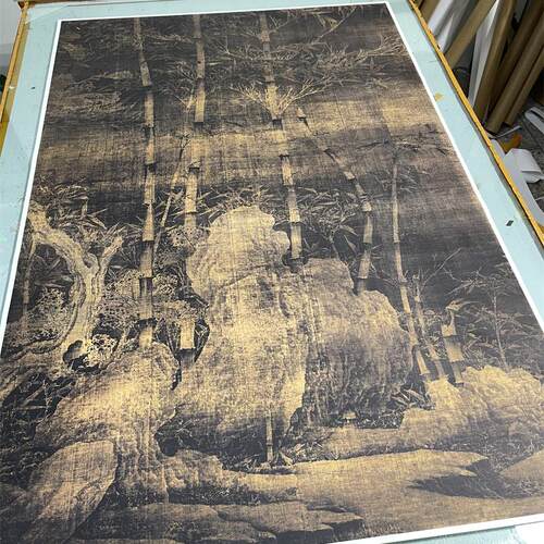 五代徐熙雪竹图微喷复制国画临摹学习素材99.2x151.1cm原大画芯