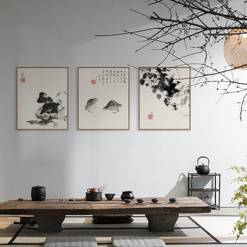 水墨宣言八大山人朱耷水墨国画古代名人字画新中式装饰画茶室壁画