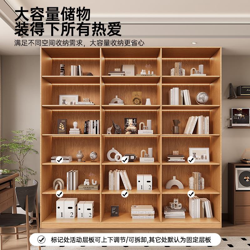 定制书柜橡木实木带玻璃门手办展示客厅陈列组合柜子整墙落地书架