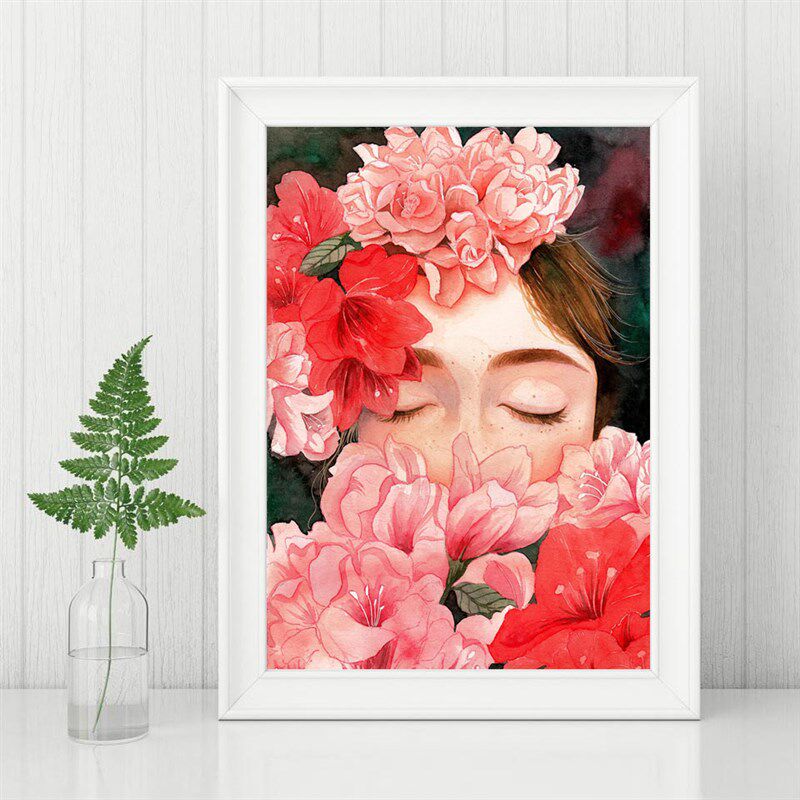 diy数字油画 卧室花宴少女大幅填色手绘装饰画定制包邮送礼物