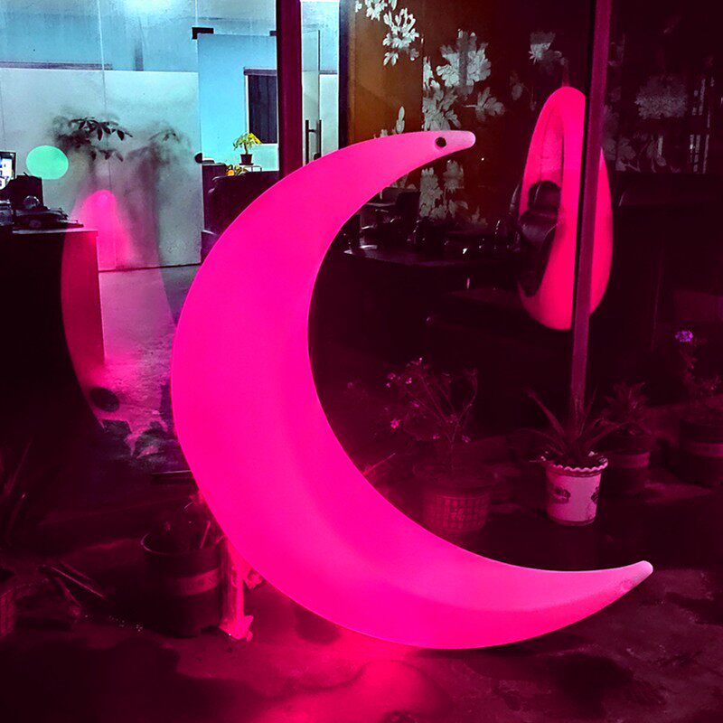 led装饰星防水灯发光月亮秋千五角彩灯婚庆节日活动商业美陈月亮