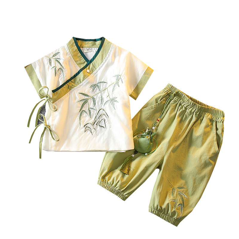 儿童汉服男童夏季古装套装国学服高端唐装小男孩古风童装表演出服
