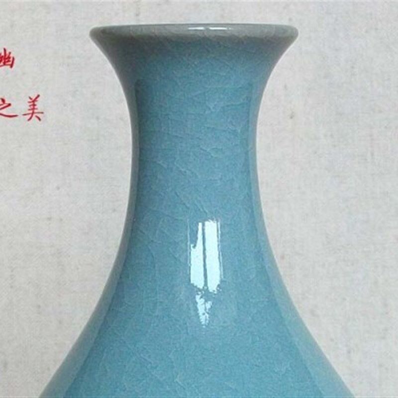 玉壶春瓶汝窑原产地汝瓷刘恩霞仿古陶瓷花瓶瓷器家居客厅饰品摆件