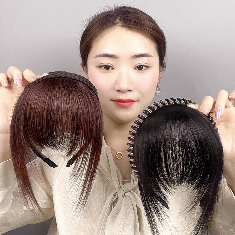 假刘海女自然前额发箍刘海一体真发修颜减龄空气刘海头顶假发片女