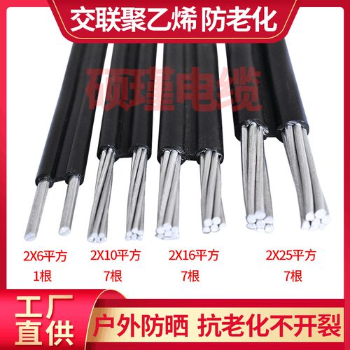 室外防老化电线家用电源线两芯铝线国标16/10平方毫米农网进户线