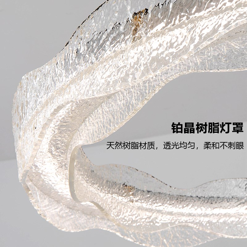 意式极简客厅吊灯铂金树脂现代轻奢大气环形新款高级餐厅吊客厅灯