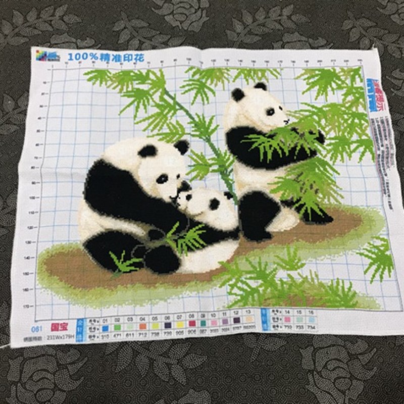~纯手工十字绣成品国宝熊猫动物竹子小幅客厅卧室情侣包邮