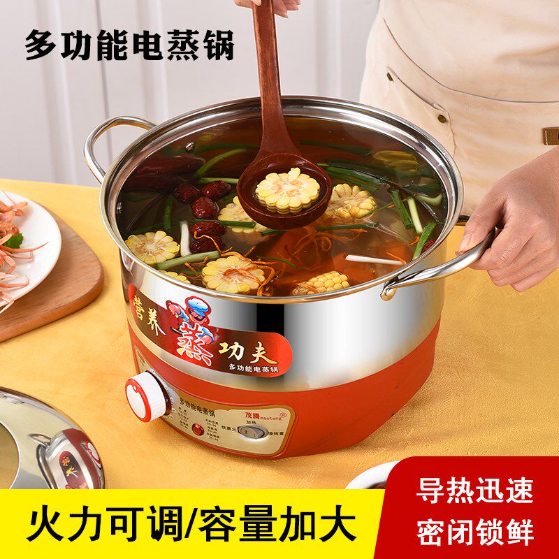 多功能电蒸锅无孔蒸肉蒸饭家用多层大容量定时蒸菜锅不串味电蒸笼