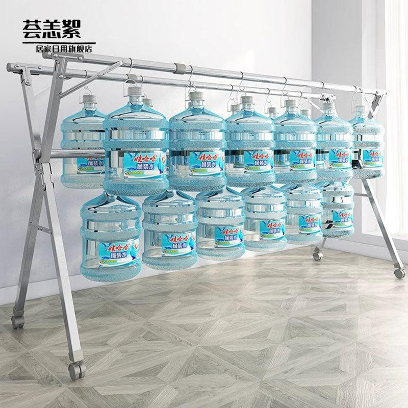 不锈钢晾衣架落地加厚移动折叠架双杆式X型晒衣架子晒被子架