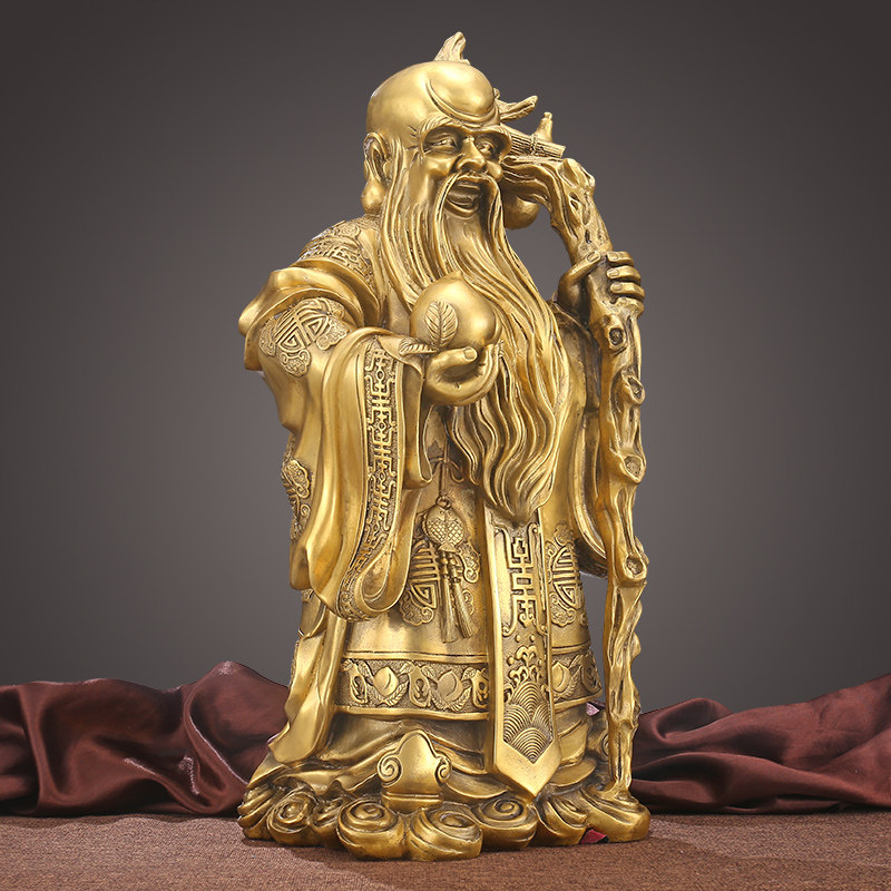 纯铜老寿星公摆件送爷爷奶奶长辈生日礼物寿桃老年人贺寿长寿礼品