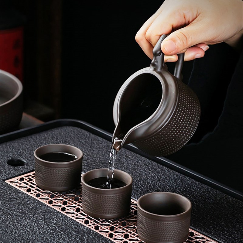 紫砂跳刀功夫茶具2025新款中式陶瓷家用茶壶盖碗茶杯整套泡茶器