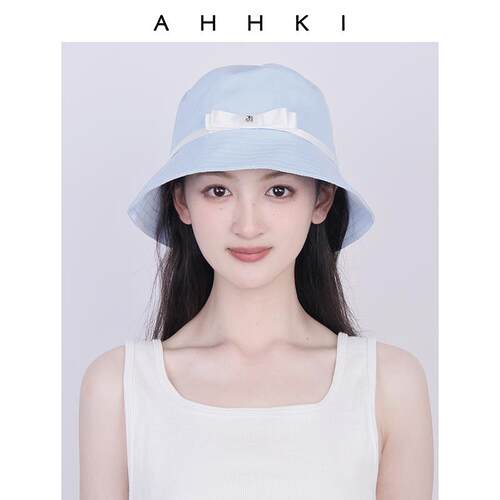AHHKI 春夏原创设计丝带蝴蝶结渔夫帽盆帽软顶遮阳帽防晒帽
