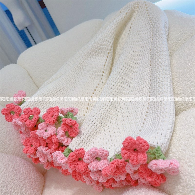不是成品绣球花束毯子钩织材料包手工编织DIY钩针花束毯礼物