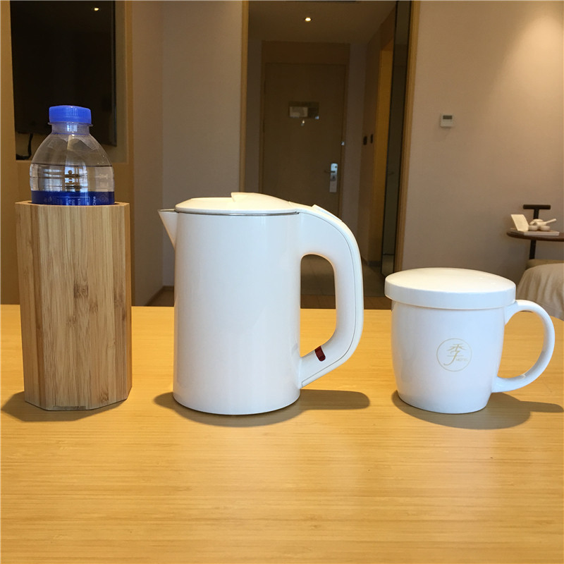 全季酒店电热水壶 家用办公旅行便携迷你小烧水壶双层304不锈钢