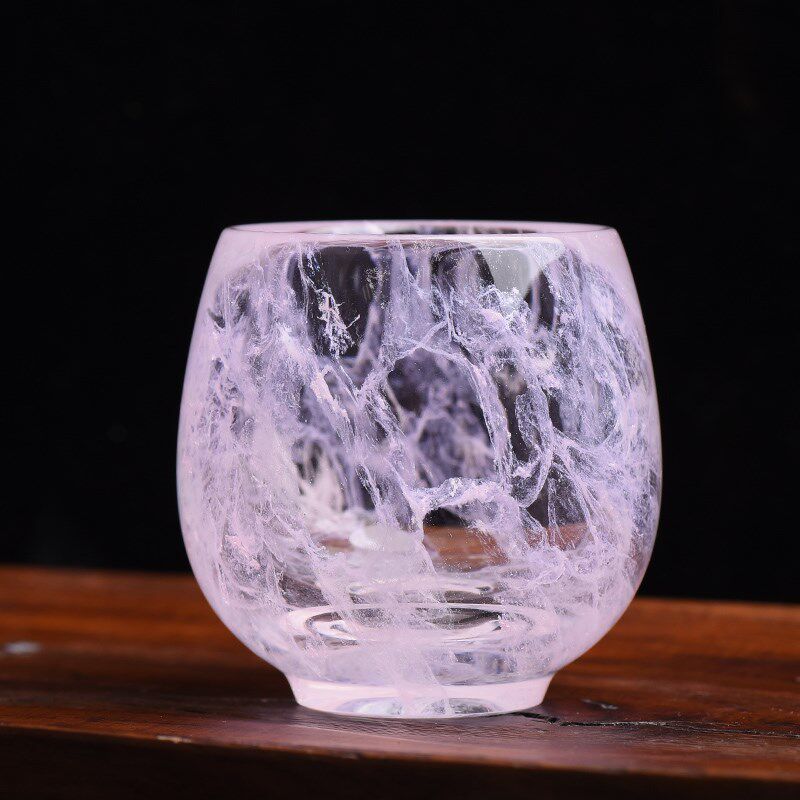 原矿石材粉色水晶粉嫩少女心茶杯品茗杯主人杯2021新款礼盒装