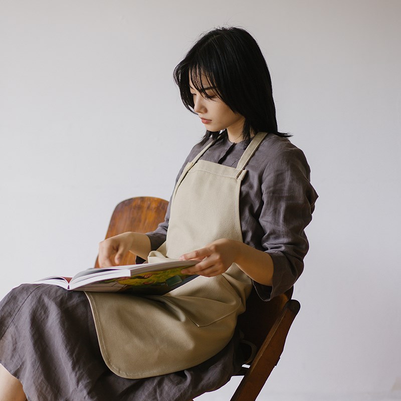 鹿造 可调节挂脖帆布围裙 花艺烘培餐饮居家 男女工作服 定制logo