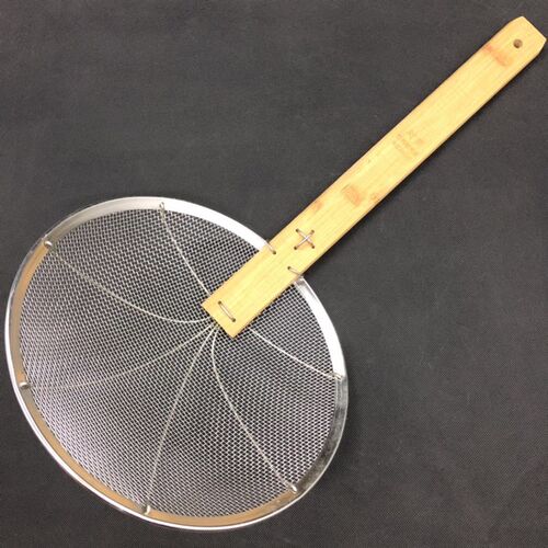 8目32cm 竹柄大漏勺不锈钢笊篱密勺过滤网捞面勺加粗加固钢丝网厘