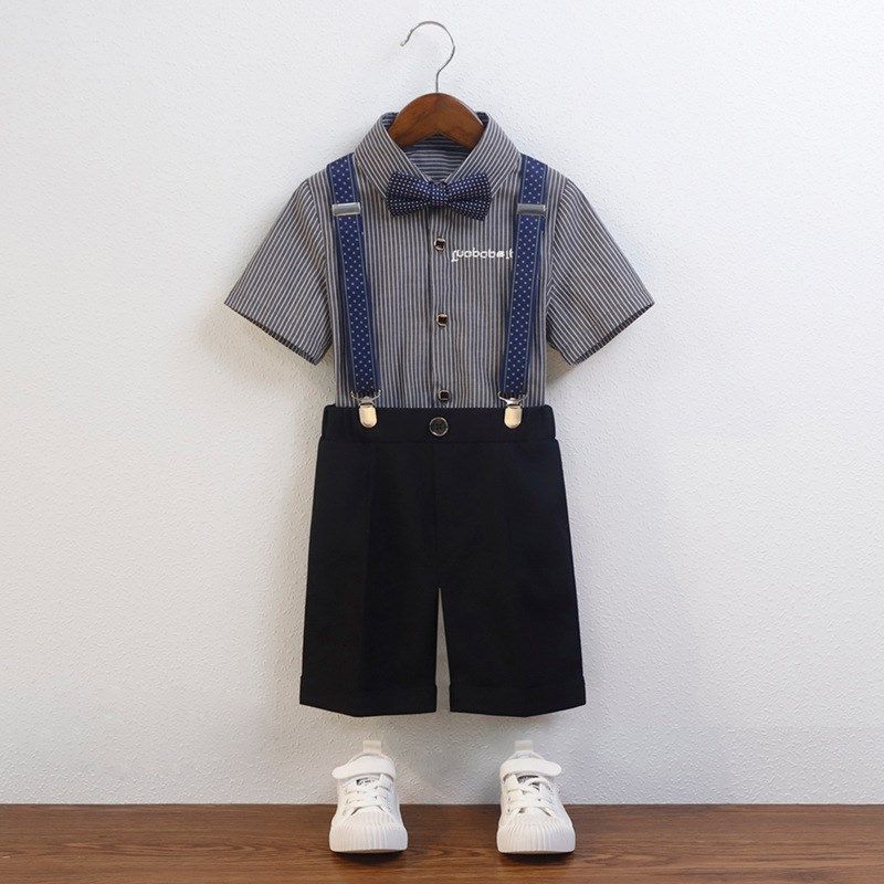 男童礼服六一儿童背带裤演出套装婚礼小花童西装宝宝周岁生日服装