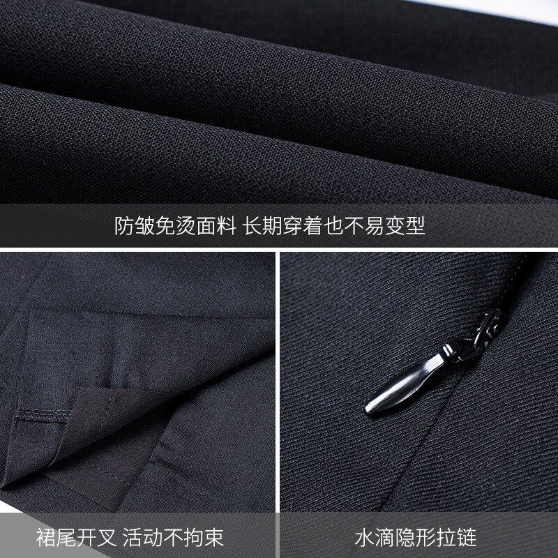 藏青黑色职业西装半身裙工装灰色女装新款西裙a字正装开叉包臀裙