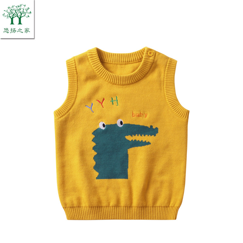 男童秋冬毛线背心婴儿纯棉毛衣儿童加厚马甲男宝宝秋装双层针织衫