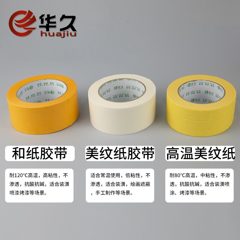 华久油漆专用美纹纸胶带装修家居遮蔽专用和纸胶带不残胶无痕高粘
