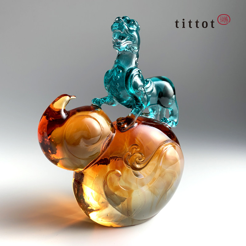 tittot琉园新中式貔貅葫芦招财琉璃摆件 福禄聚财 送开业乔迁礼物