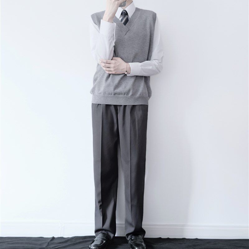 【潘特维拉】纯深灰西裤 dk制服裤男长裤设计裤子百搭休闲