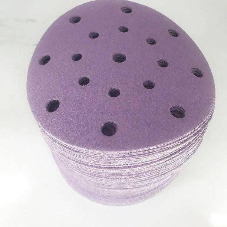6寸17孔干磨砂纸紫色植绒干磨机圆形150mm气动吸尘打磨专用砂皮