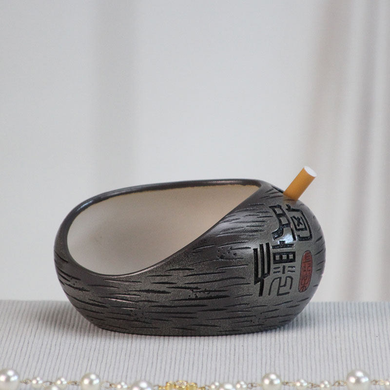 创意时来运转收纳摆件桌面客厅茶几陶瓷工艺品烟缸零钱盒储物盒罐