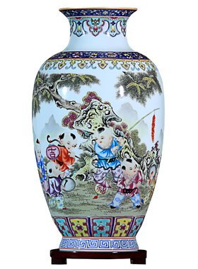 景德镇陶瓷器花瓶描金工艺中式家居客厅博古架玄关桌面装饰品摆件