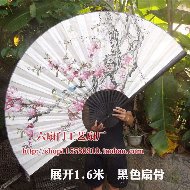 超大壁挂扇工艺大折扇子墙面中国风装饰画扇客厅大挂扇春天桃花扇