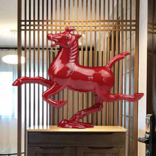 唐三彩马陶瓷小红马工艺品摆件家居装饰品招财马乔迁新房开业礼品