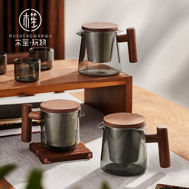 耐热玻璃茶壶不锈钢过滤泡茶壶耐高温红茶茶具套装家用泡茶器小号