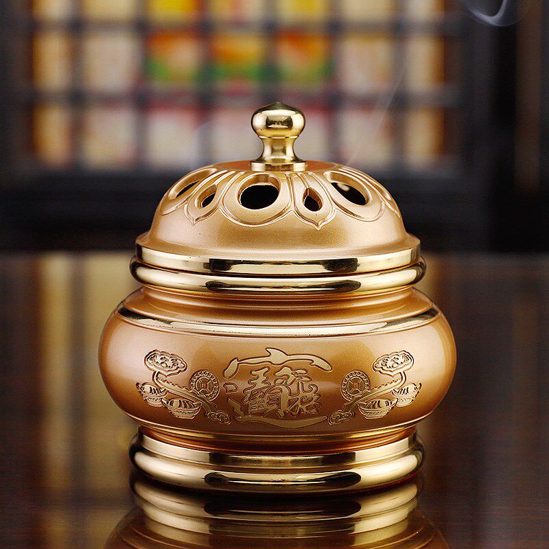 纯铜粉金佛具套装用品家用供佛供具套装供水杯长明灯花瓶供盘香炉