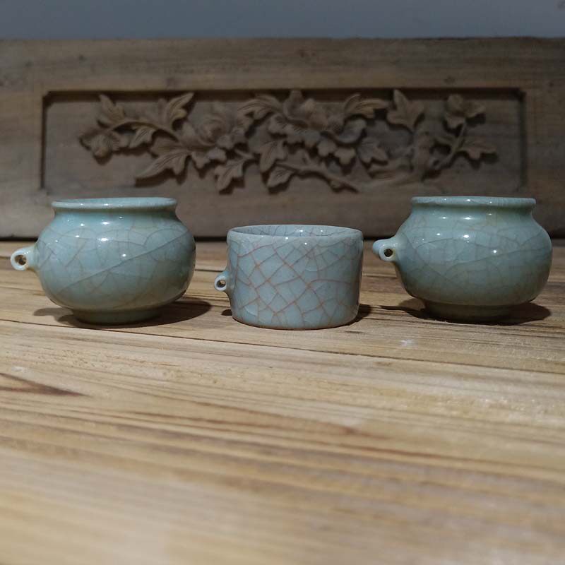 绣眼青瓷器鸟罐竹笼鸟食罐点颏靛颏宠物缸鸟笼配件小鸟喂食器