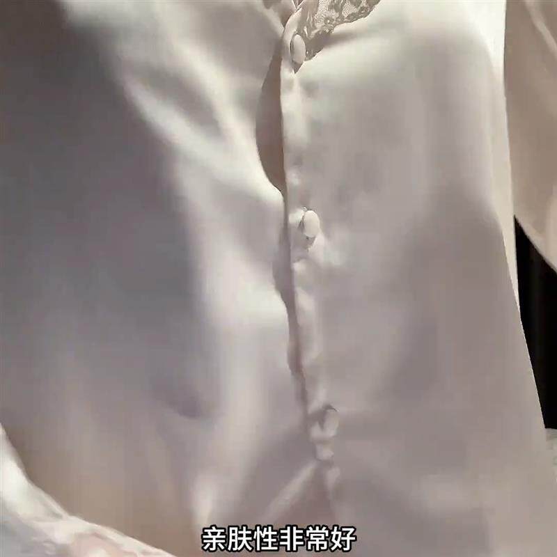 冰丝家居服女款2026新款秋冬款休闲宽松甜美蕾丝高级长袖睡衣套装