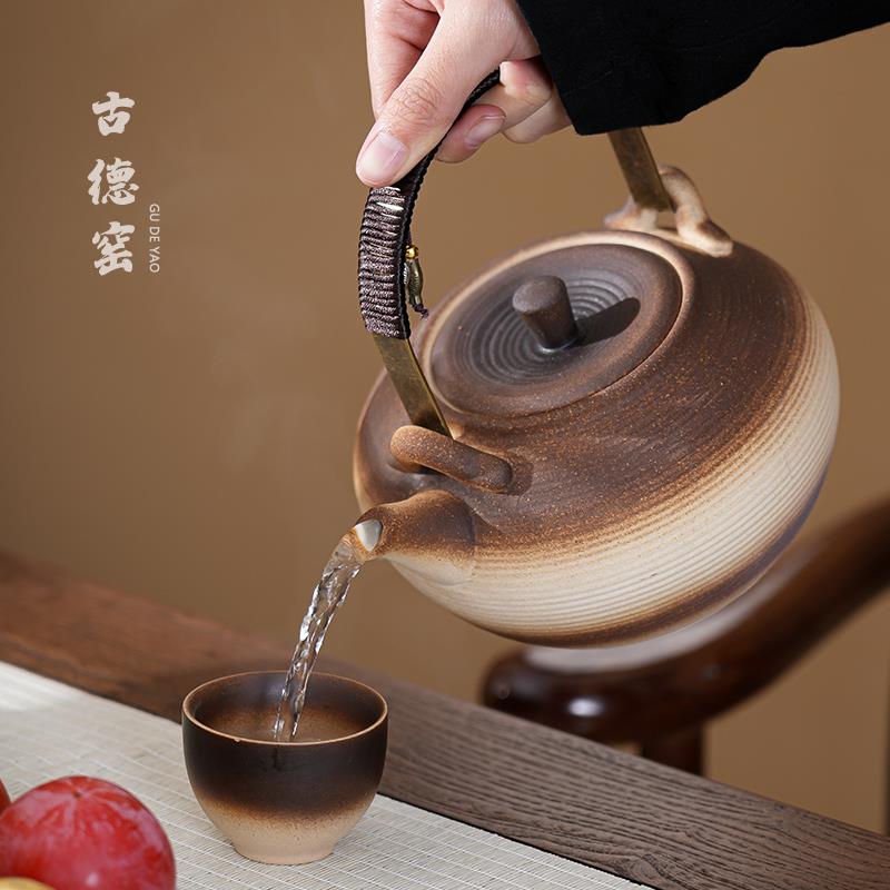 粗陶围炉煮茶器套装家用观火玻璃碳烤炉家庭围聚烤火炉加热暖茶新