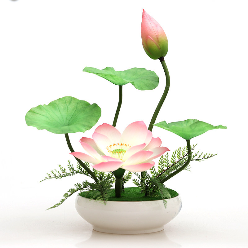 新中式仿真荷花莲花艺术插花花艺盆景摆件家居客厅玄关装饰花摆设