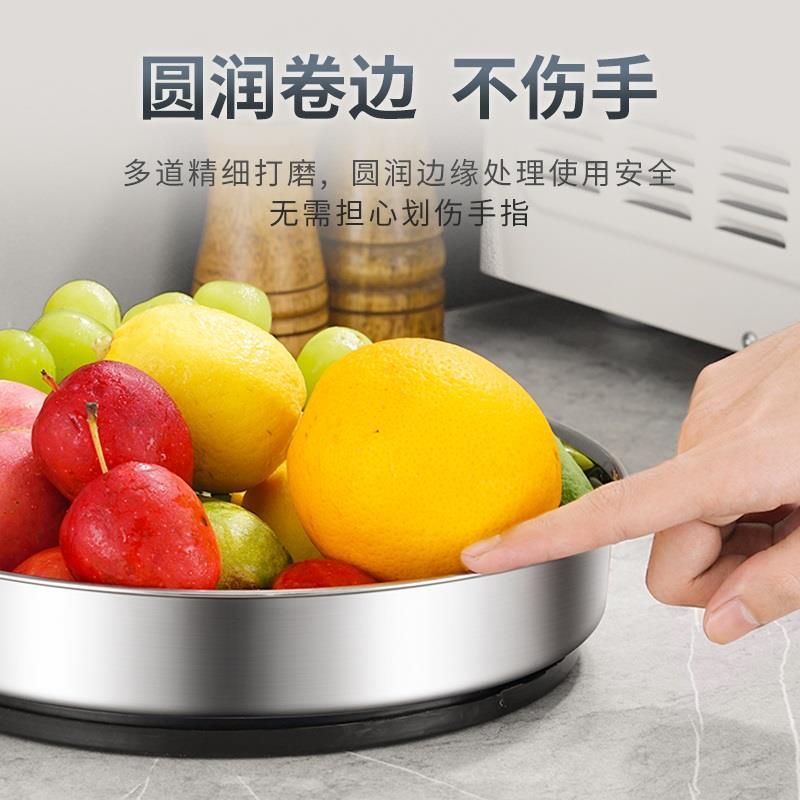 不锈钢多功能防滑旋转式置物架厨房调料品台面收纳转盘圆形收纳盒