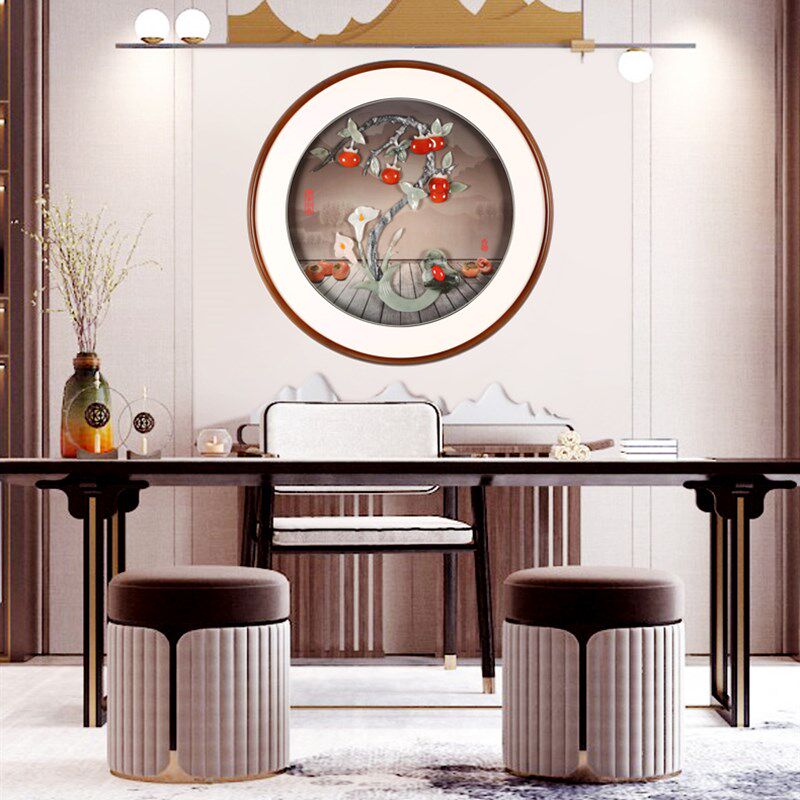 新中式客厅装饰画走廊过道玄关挂画沙发背景墙中国风餐厅玉石壁画