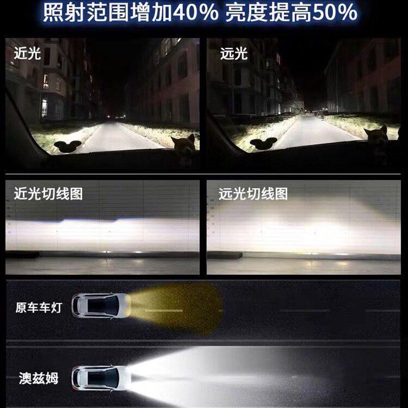 澳兹姆led双光透镜大灯h4小透镜激远近一体摩托24v货车大功率