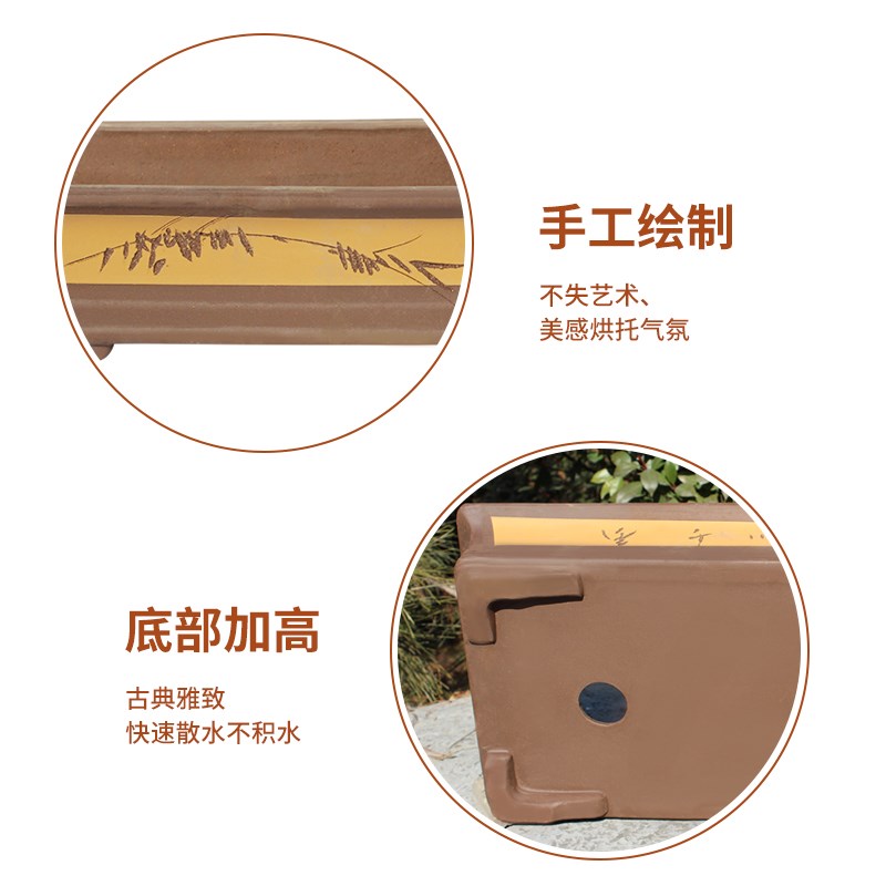 紫砂花盆陶瓷家用好看的特大号长方形庭院超大盆栽盆景阳台种菜盆