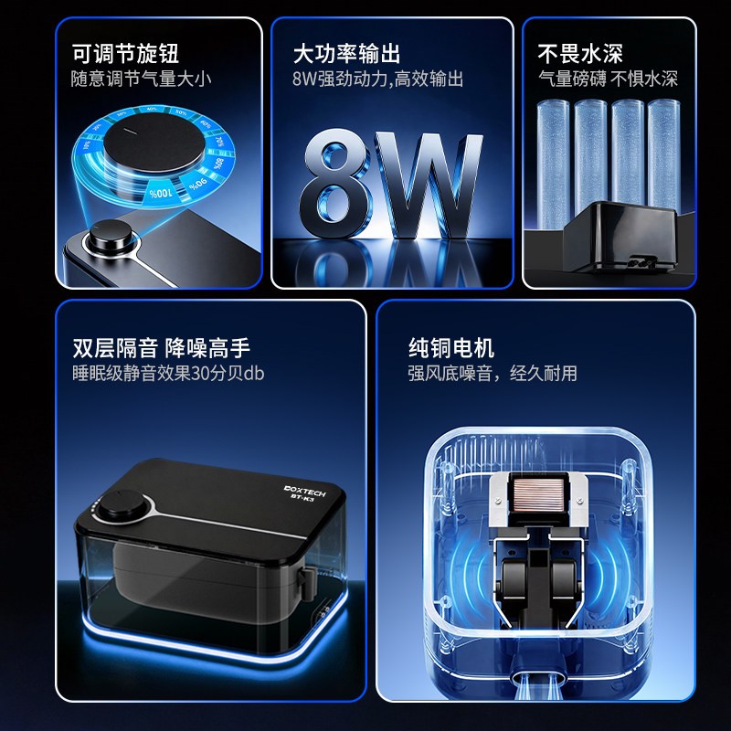 鱼缸氧气泵超静音增氧机家用小型养鱼充氧机气石套餐水族专用加氧