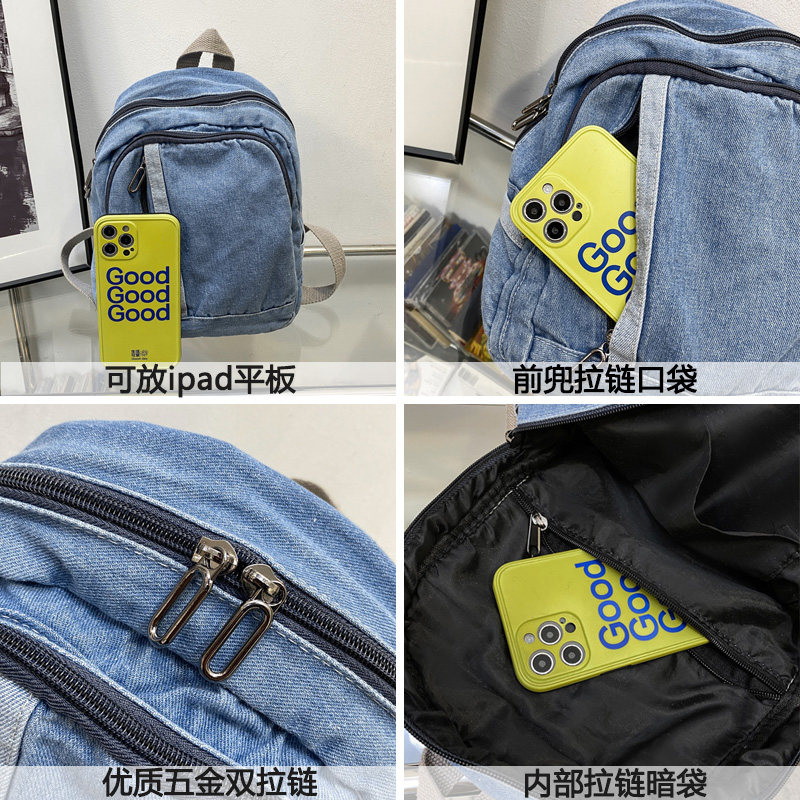 牛仔布迷你儿童女韩版学生帆布双肩包2025新款森系夏天旅行揹包