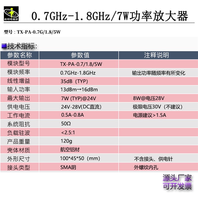 700MHz-1.8GHz 5WPA 射频功率放大器 RF功放模块  功率发射模块TX