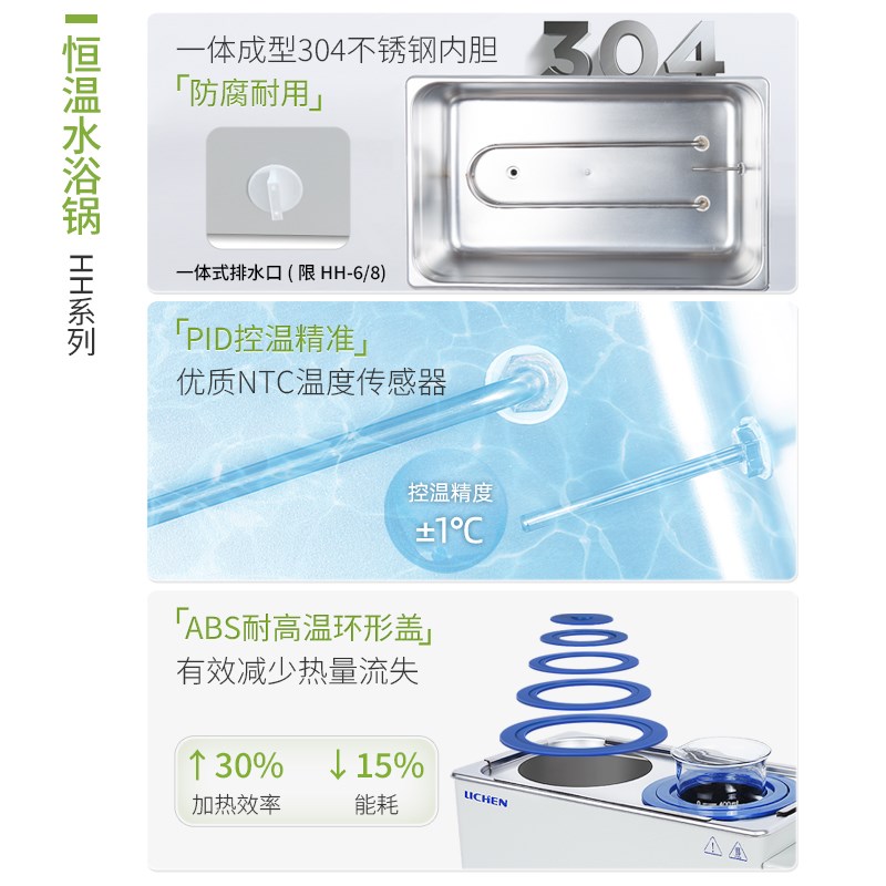 雷祈科技电热数显恒温水浴锅实验室HH-2单双四六八孔不锈钢水浴箱
