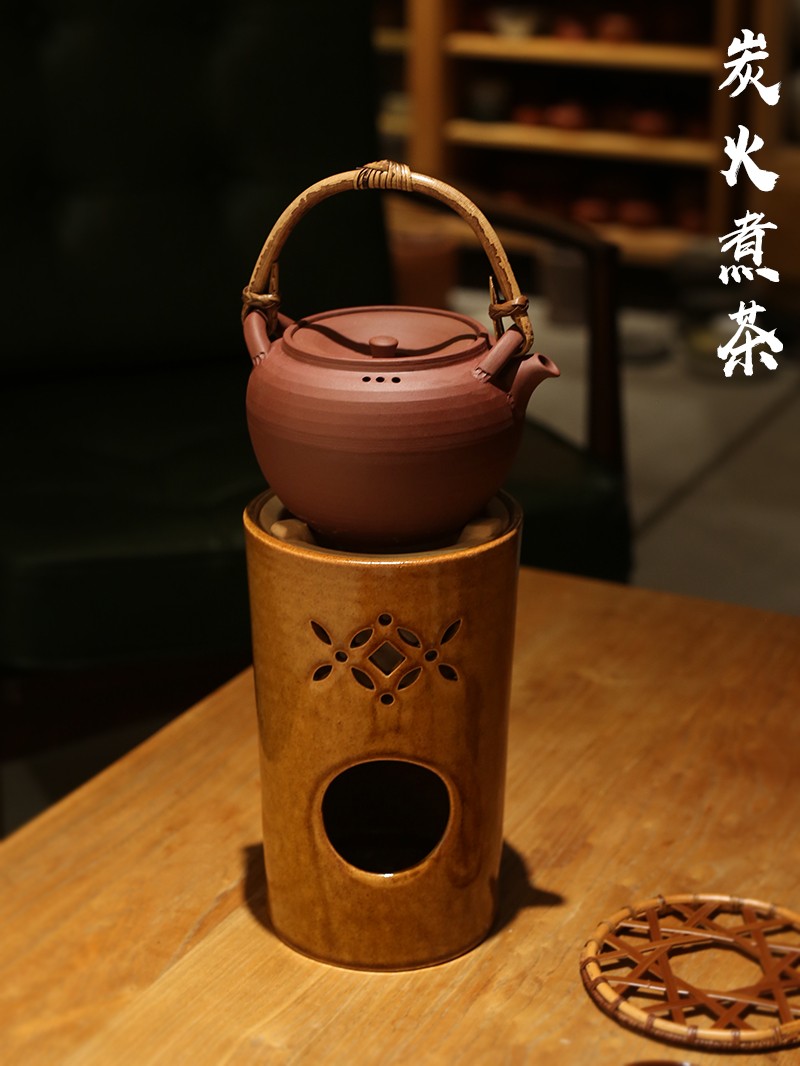 藤把提梁陶泥养生煮茶壶烧水壶 煮白茶普洱电陶炉炭炉 手工紫砂壶