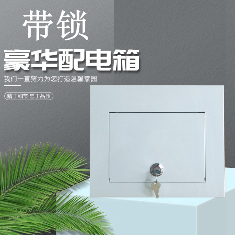 带锁配电箱防盗漏保箱暗装空气开关保护盒6/10/15/24路白色箱铁箱