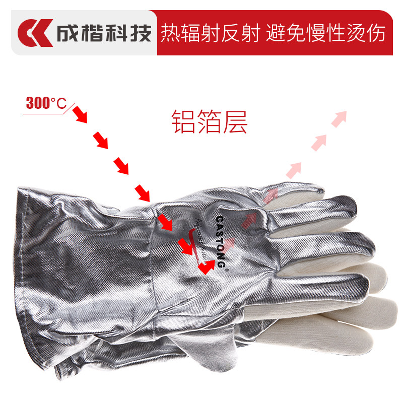 工业级耐高温手套300-400度铝箔加厚防烫隔热适用于工厂劳作五指