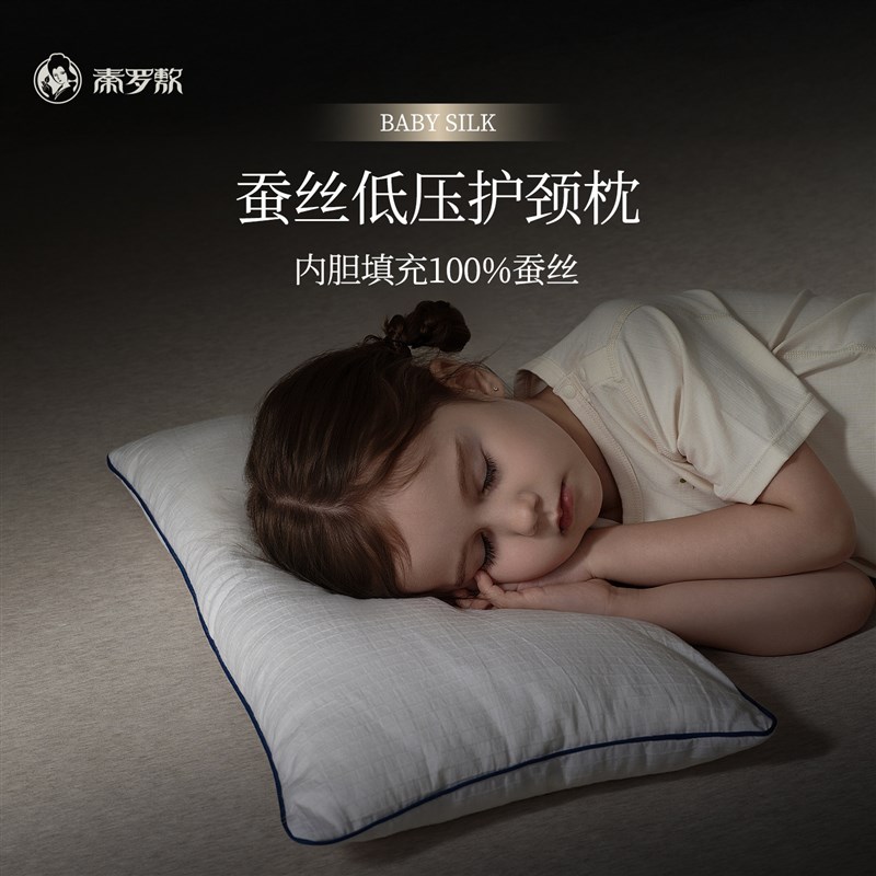 儿童枕头1-6岁宝宝100%蚕丝护颈枕幼儿园学生宿舍午睡低婴儿枕芯
